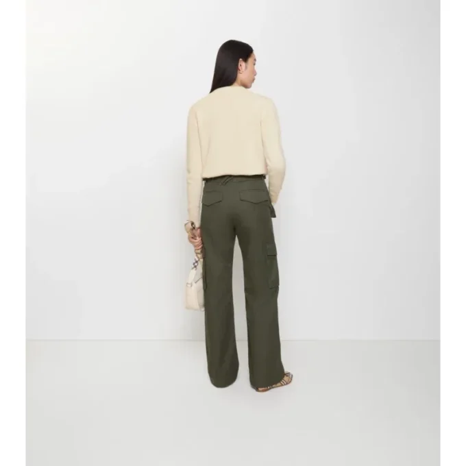 Pantaloni cargo din Gabardine cu borduri în carouri Pantaloni cargo din Gabardine cu borduri în carouri