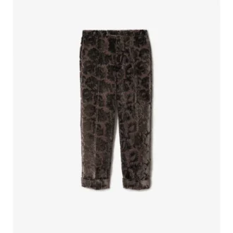 Pantaloni croiți din catifea cu model de viță de vie