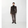 Pantaloni croiți din catifea cu model de viță de vie
