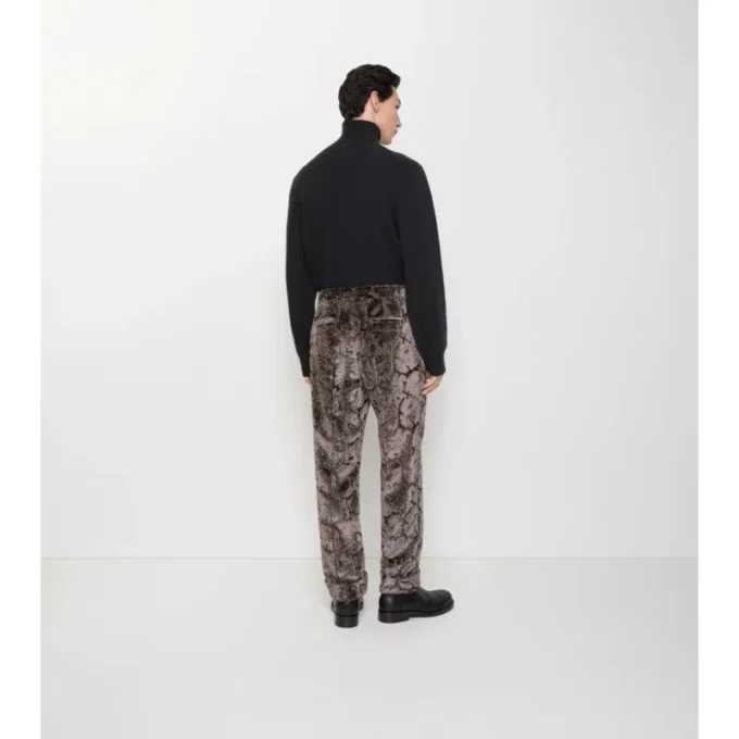Pantaloni croiți din catifea cu model de viță de vie