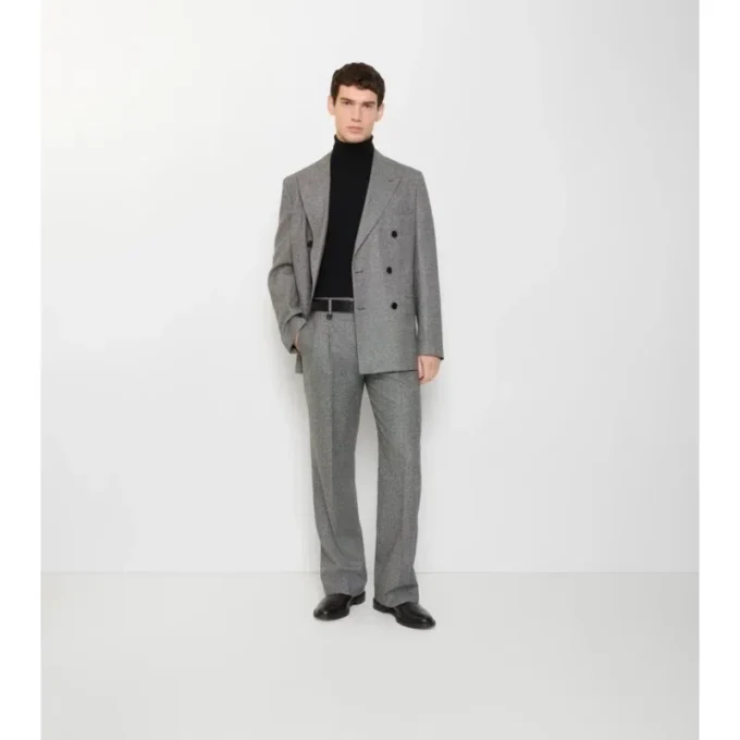 Pantaloni croiți din lână cu imprimeu Puppytooth Check