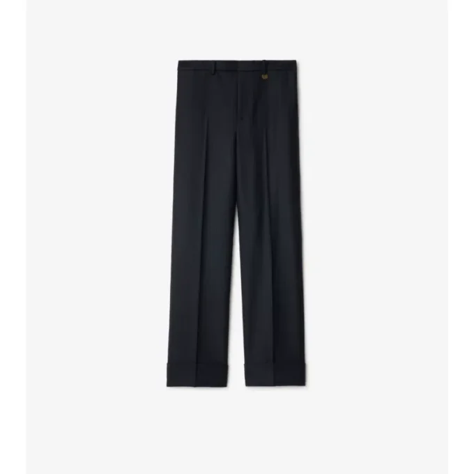 Pantaloni croiți din lână cu model în carouri