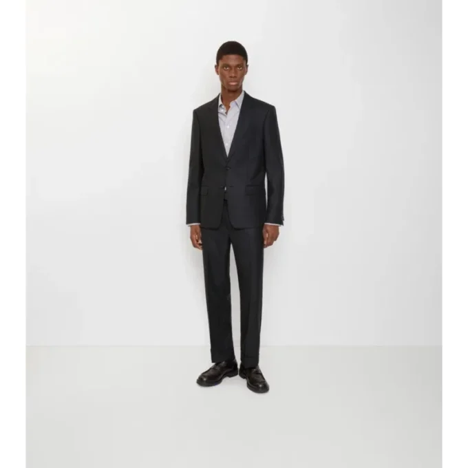 Pantaloni croiți din lână cu model în carouri