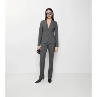 Pantaloni croiți din lână cu model în carouri