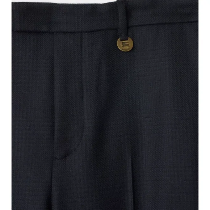 Pantaloni croiți din lână cu model în carouri