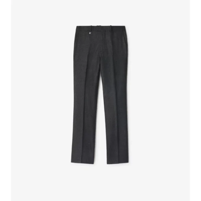 Pantaloni croiți din lână și cașmir cu model în carouri
