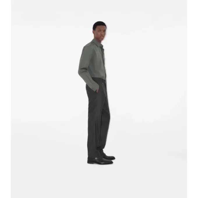 Pantaloni croiți din lână și cașmir cu model în carouri