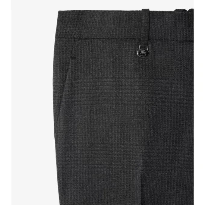 Pantaloni croiți din lână și cașmir cu model în carouri