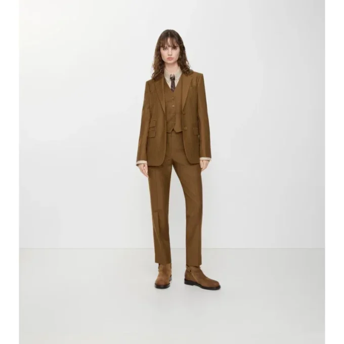 Pantaloni croiți din lână și mohair Pantaloni croiți din lână și mohair