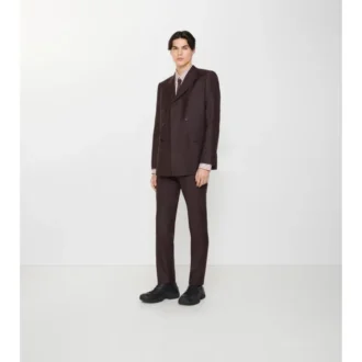 Pantaloni croiți din lână și mohair cu dungi