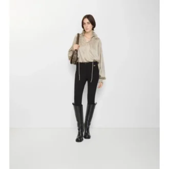 Pantaloni de călărie din bumbac elastic cu model în zig-zag
