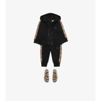 Pantaloni de jogging din bumbac cu bordură în carouri