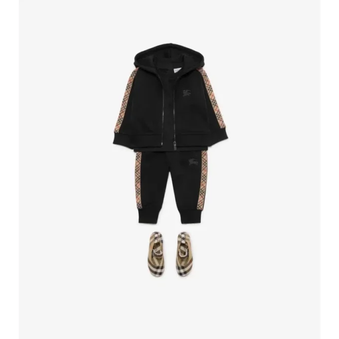 Pantaloni de jogging din bumbac cu bordură în carouri