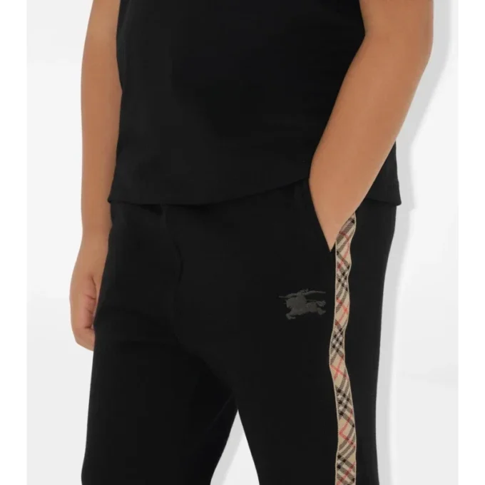 Pantaloni de jogging din bumbac cu bordură în carouri