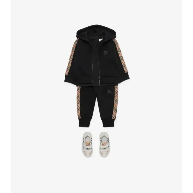 Pantaloni de jogging din bumbac cu bordură în carouri