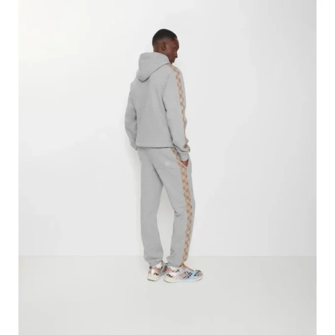 Pantaloni de jogging din bumbac cu borduri în carouri