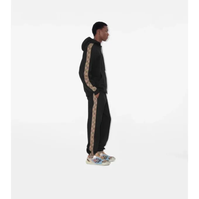 Pantaloni de jogging din bumbac cu borduri în carouri