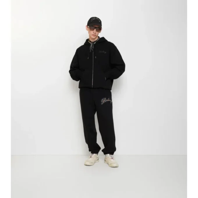 Pantaloni de jogging din bumbac cu logo cursiv în carouri