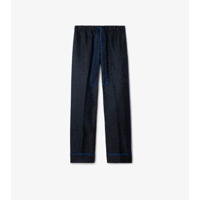 Pantaloni de pijama din mătase cu imprimeu de floarea-soarelui
