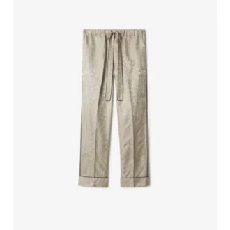 Pantaloni de pijama din mătase cu imprimeu de floarea-soarelui