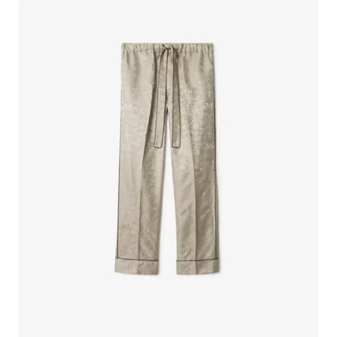 Pantaloni de pijama din mătase cu imprimeu de floarea-soarelui