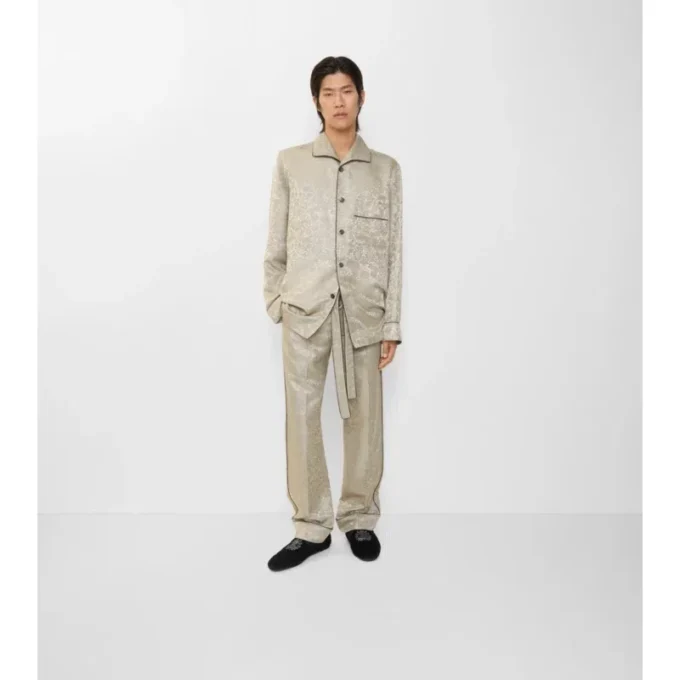 Pantaloni de pijama din mătase cu imprimeu de floarea-soarelui