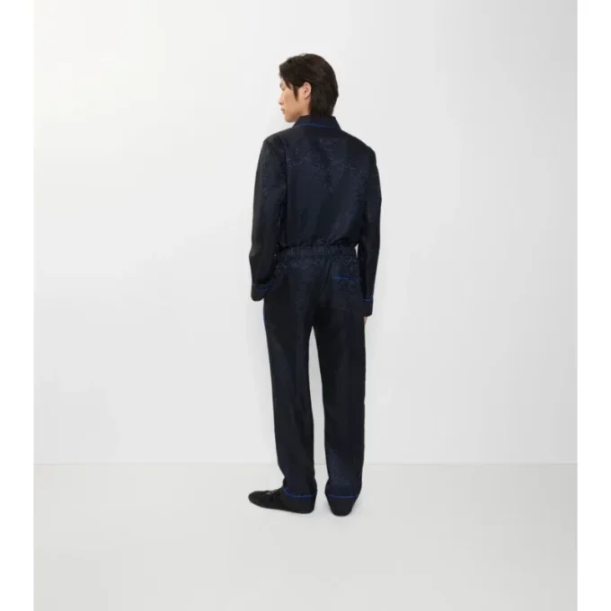 Pantaloni de pijama din mătase cu imprimeu de floarea-soarelui