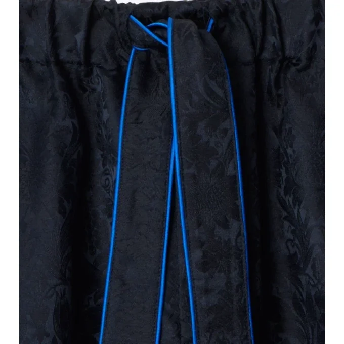 Pantaloni de pijama din mătase cu imprimeu de floarea-soarelui