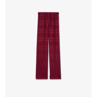 Pantaloni de pijama din mătase cu imprimeu în carouri
