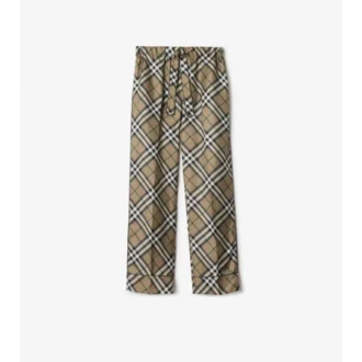 Pantaloni de pijama din mătase cu imprimeu în carouri