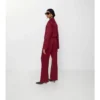 Pantaloni de pijama din mătase cu imprimeu în carouri Pantaloni de pijama din mătase cu imprimeu în carouri
