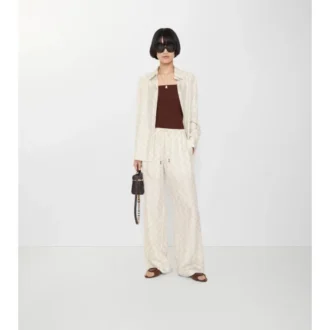 Pantaloni de pijama din mătase cu model în carouri EKD