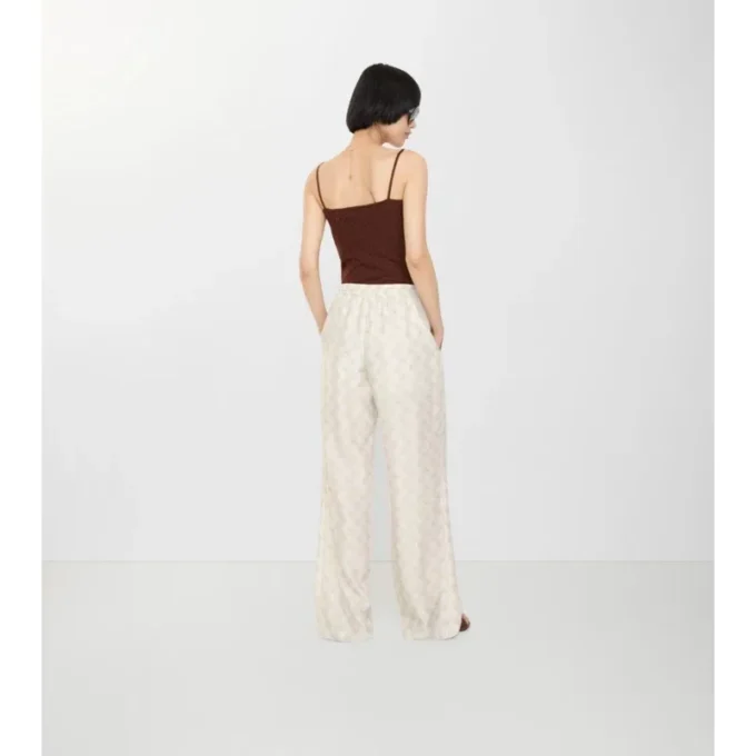 Pantaloni de pijama din mătase cu model în carouri EKD Pantaloni de pijama din mătase cu model în carouri EKD