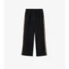 Pantaloni de trening din bumbac cu borduri în carouri Pantaloni de trening din bumbac cu borduri în carouri