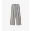 Pantaloni de trening din bumbac cu borduri în carouri Pantaloni de trening din bumbac cu borduri în carouri