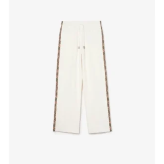 Pantaloni de trening din bumbac cu borduri în carouri