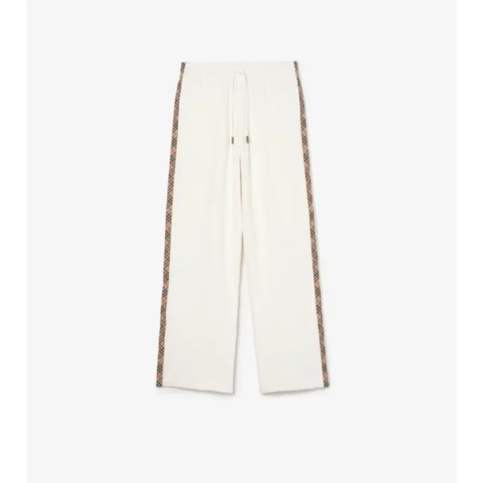 Pantaloni de trening din bumbac cu borduri în carouri