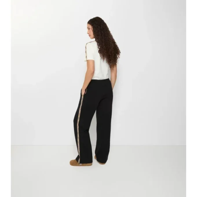 Pantaloni de trening din bumbac cu borduri în carouri Pantaloni de trening din bumbac cu borduri în carouri