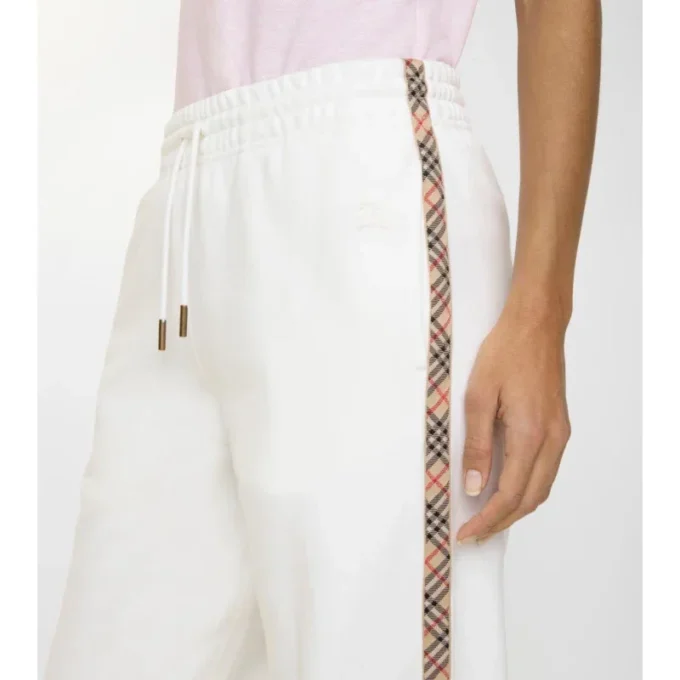 Pantaloni de trening din bumbac cu borduri în carouri