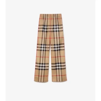 Pantaloni din bumbac cu model în carouri