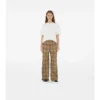 Pantaloni din bumbac cu model în carouri Pantaloni din bumbac cu model în carouri