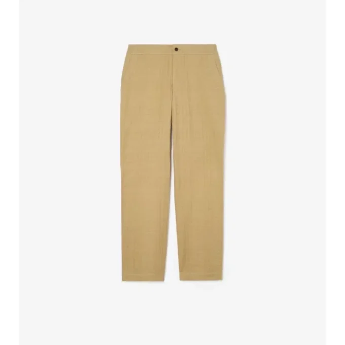 Pantaloni din bumbac cu model în carouri texturat