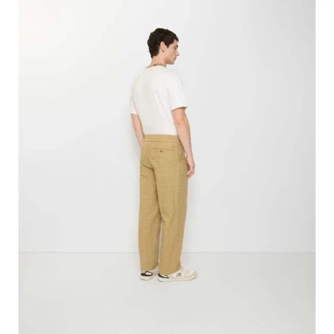 Pantaloni din bumbac cu model în carouri texturat