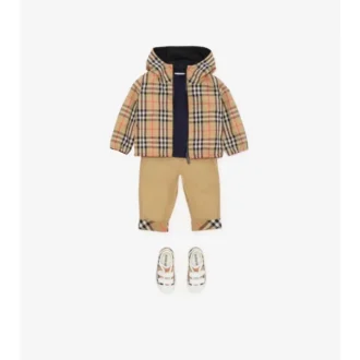Pantaloni din bumbac cu revere în carouri
