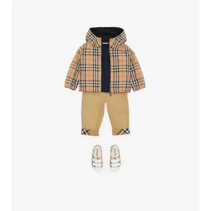 Pantaloni din bumbac cu revere în carouri
