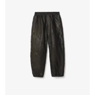 Pantaloni din piele cu logo cursiv