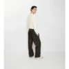 Pantaloni din piele cu logo cursiv