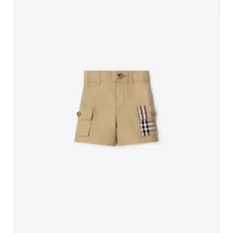 Pantaloni scurți cargo din bumbac cu bordură în carouri