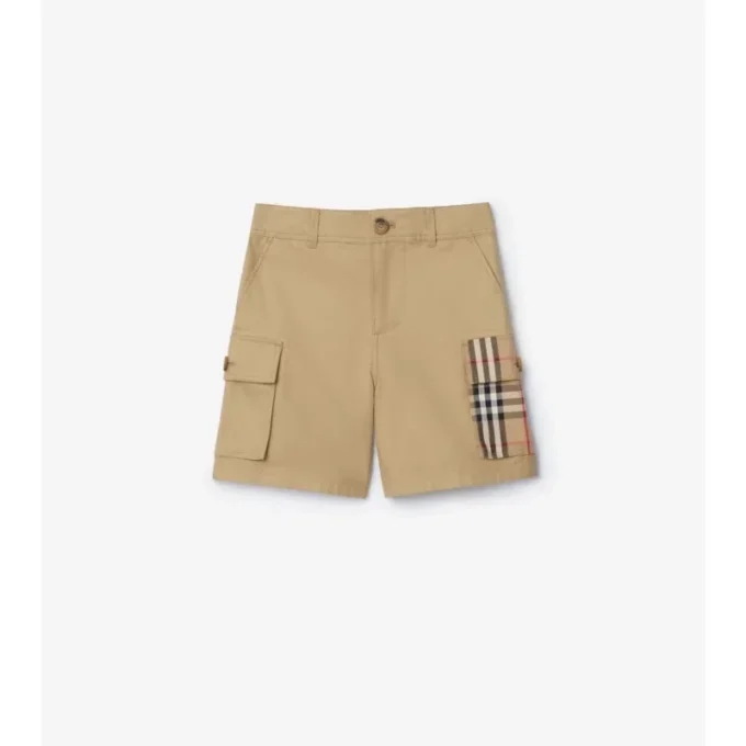 Pantaloni scurți cargo din bumbac cu bordură în carouri