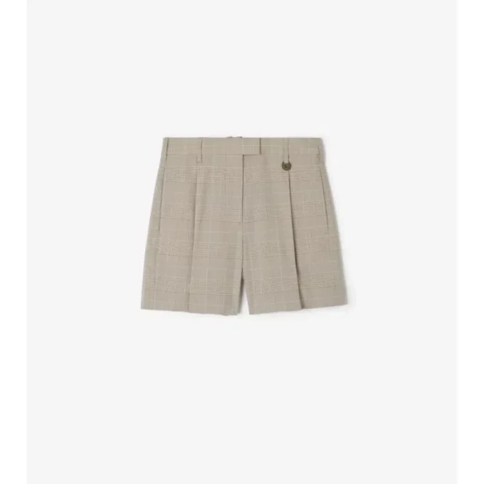 Pantaloni scurți croiți din lână cu carouri Pantaloni scurți croiți din lână cu carouri